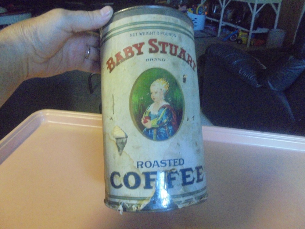 Vintage Baby Stuart 3 lb coffee tin paper label advertisement