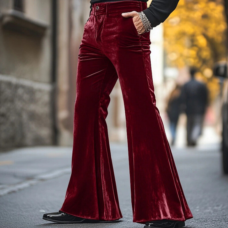 Men's Velvet Bell Pants Soft Comfortable Streetwear Formal Trousers