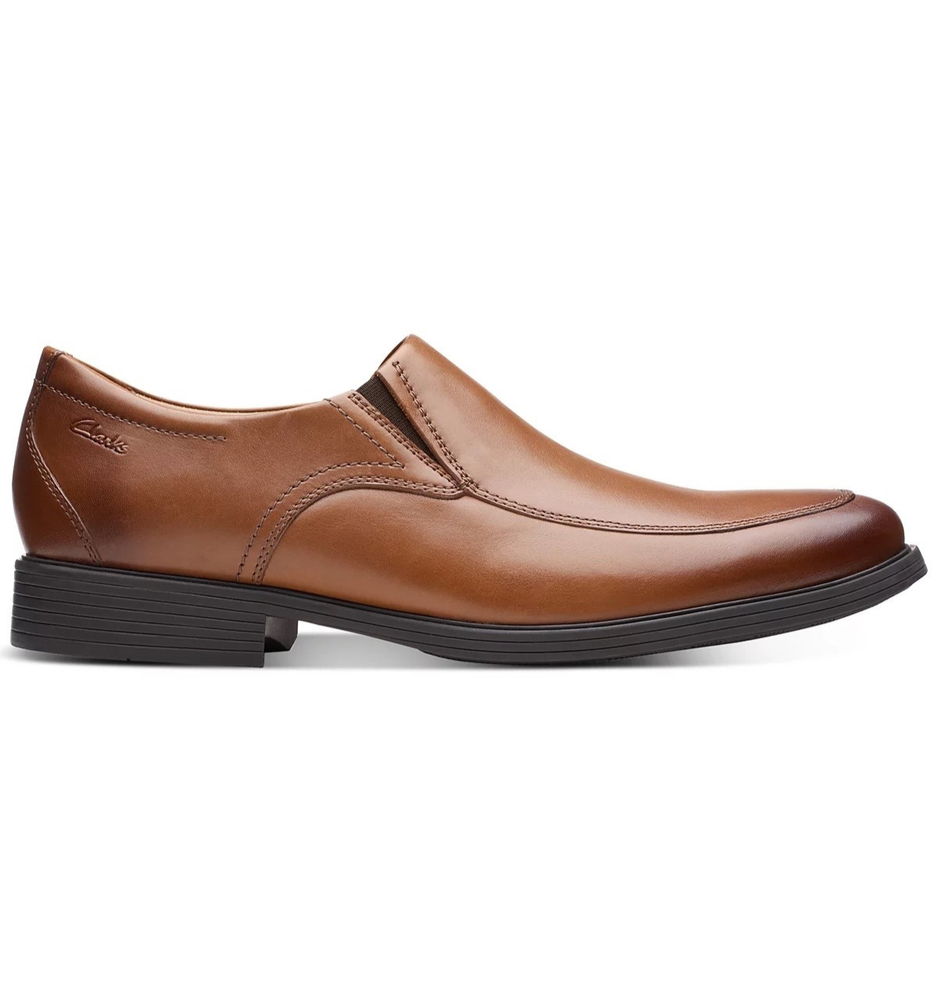 Men's Clarks Whiddon Brown Leather Slip-On Loafers Size 11 Wide