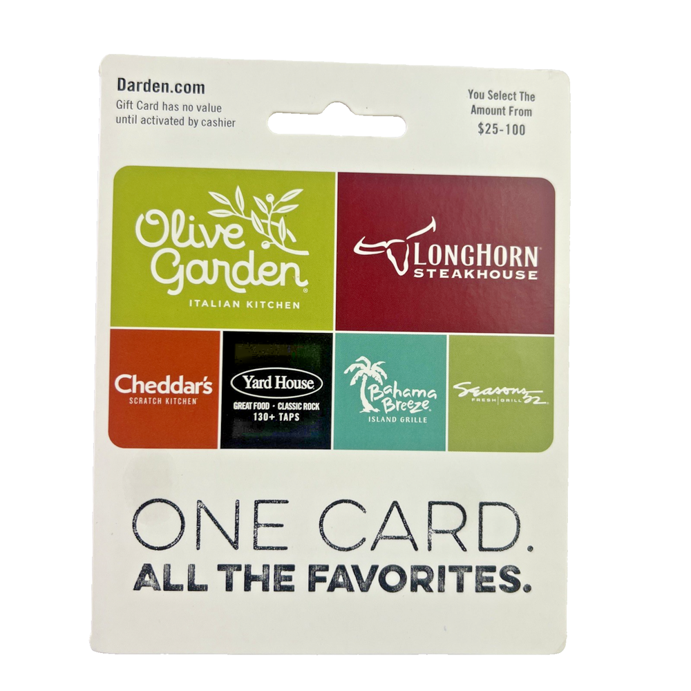 Darden Gift Card $25-$100 for Olive Garden LongHorn Cheddars No Expiration Physical Card-image