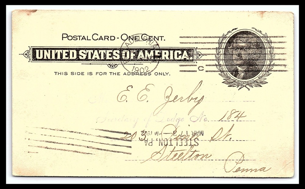 Philadelphia PA Grand Lodge Election Voucher Prepaid Postcard Posted 1902  pc369-image