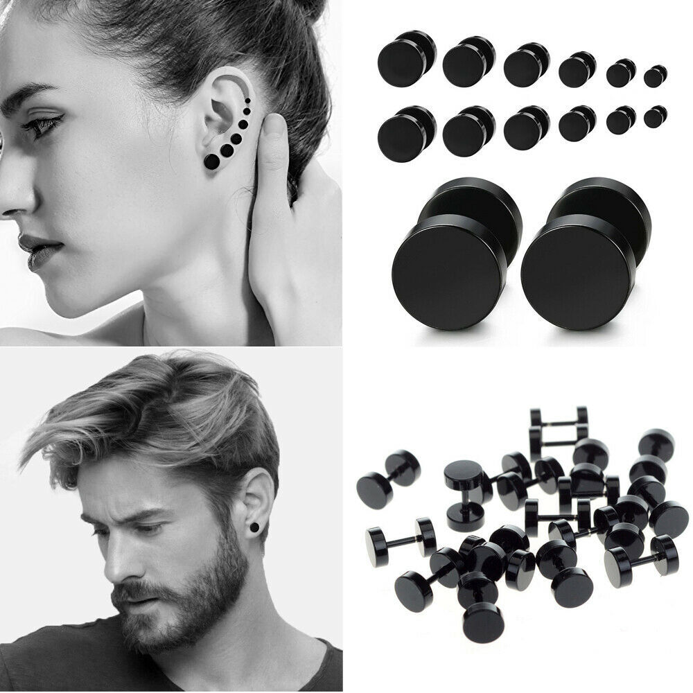 Men's and Women's 2PCS Studs Round Adjustable Studs Stainless Steel Earrings US