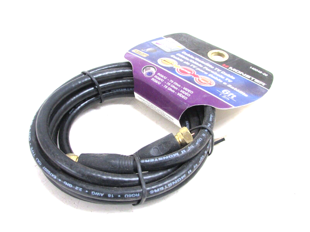 NEW! MONSTER 6 ft. CABLE/SATELLITE TV CABLE, 140048-00 RG6/U