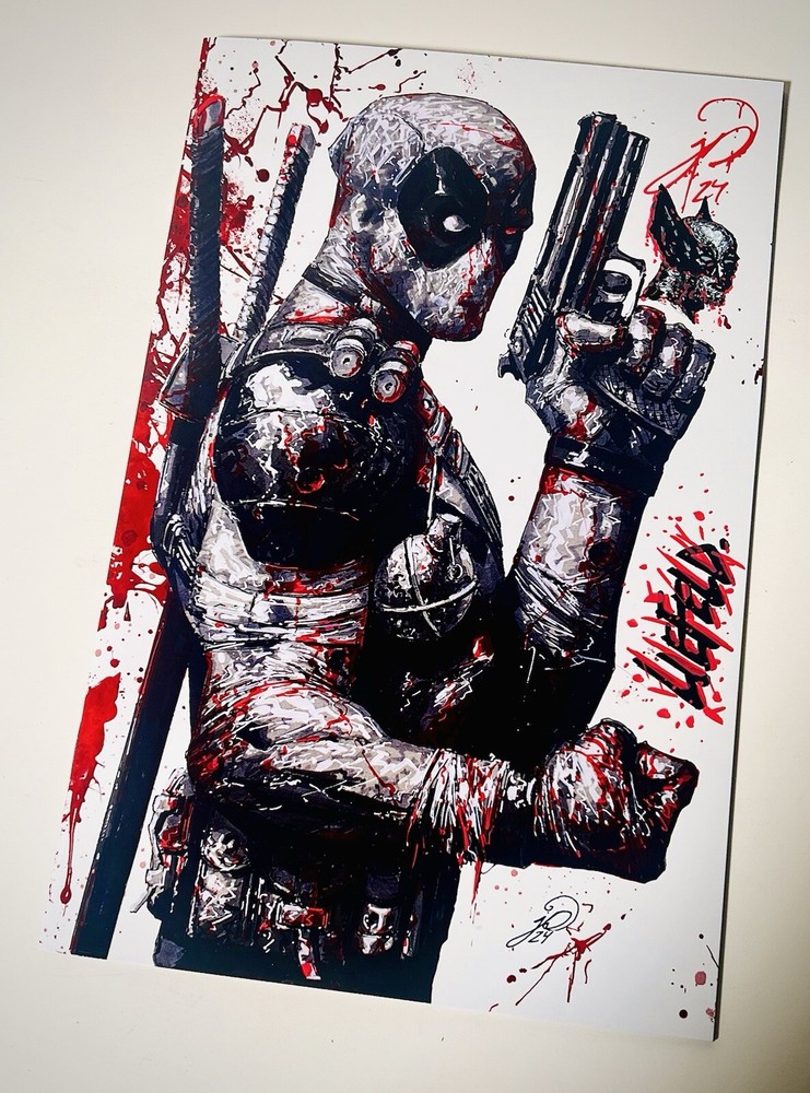 🩸DEADPOOL - DESJARDINS SKETCHBOOK SDCC LTD 75 SPOT FOIL SIGNED BY DJ & LIEFELD