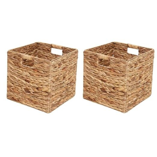 Water Hyacinth Woven Wicker Storage Basket for Stylish Organization