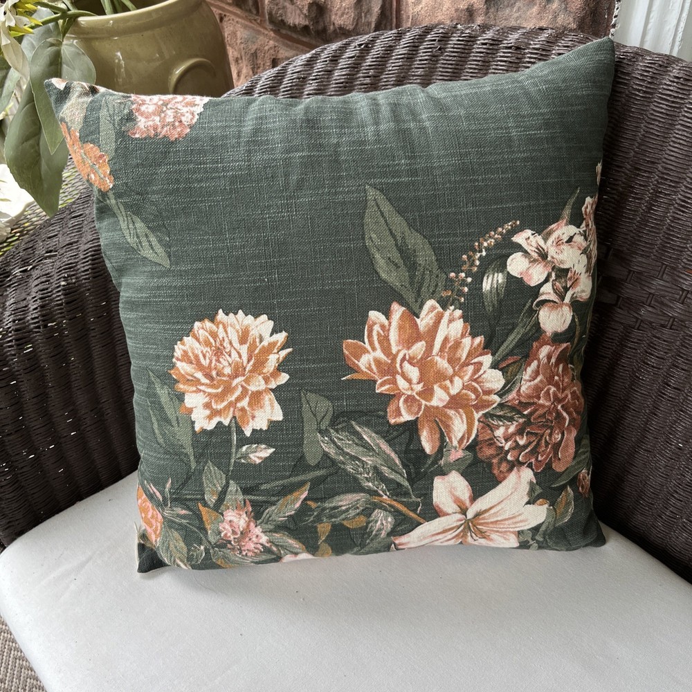 Threshold Studio McGee Toss Pillow 20in X 20in Floral Green Removable Cover
