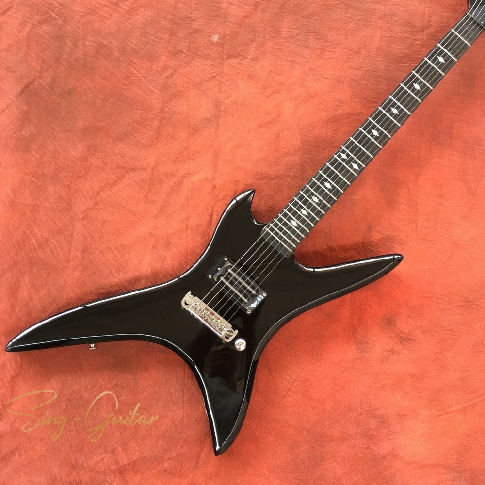 Black Stealth Chuck Schuldiner Electric Guitar BC Rich Chrome Part Solid Body