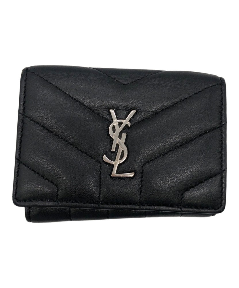 Saint Laurent Quilted Cassandra Tri-fold Wallet Black YSL Logo
