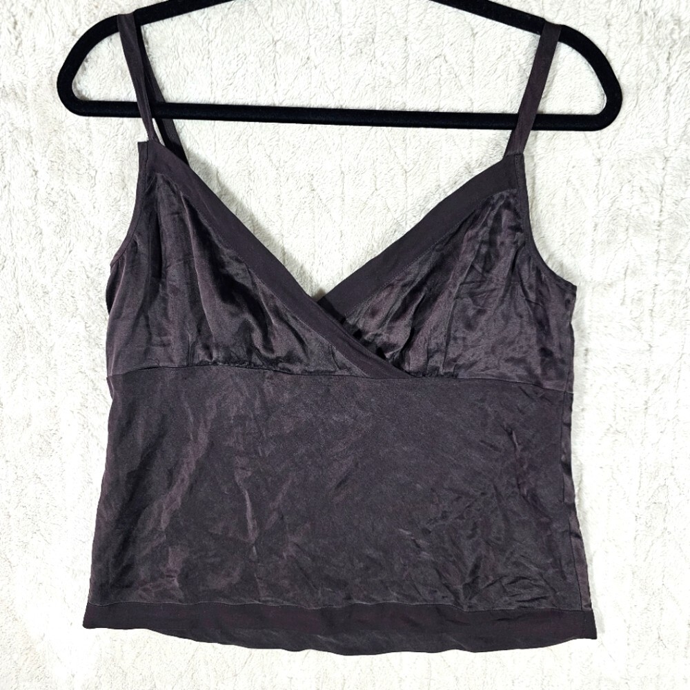 Vintage INC Silk Babydoll Camisole Womens 4 Brown Y2K Preppy V Neck Wrap Tank