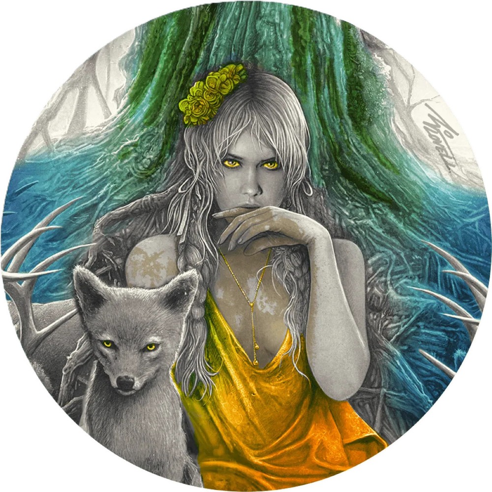 2025 Niue Dark Beauties Esca 50 Gram Silver Antiqued Colorized Coin