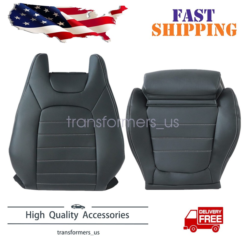 2Door For 2015-2021 Mercedes Benz C250 C300 Driver Bottom & Top Seat Cover Black