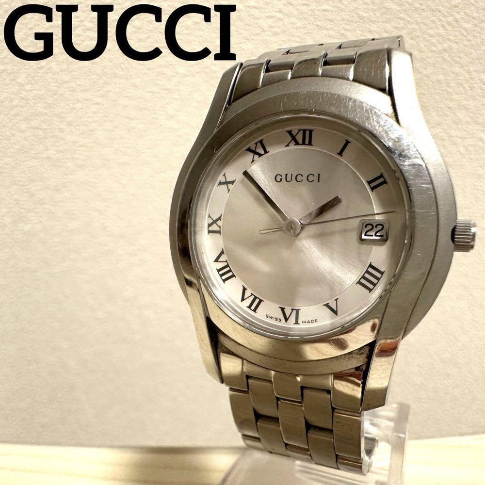 GUCCI 5500M elegant silver quartz womens wristwatch