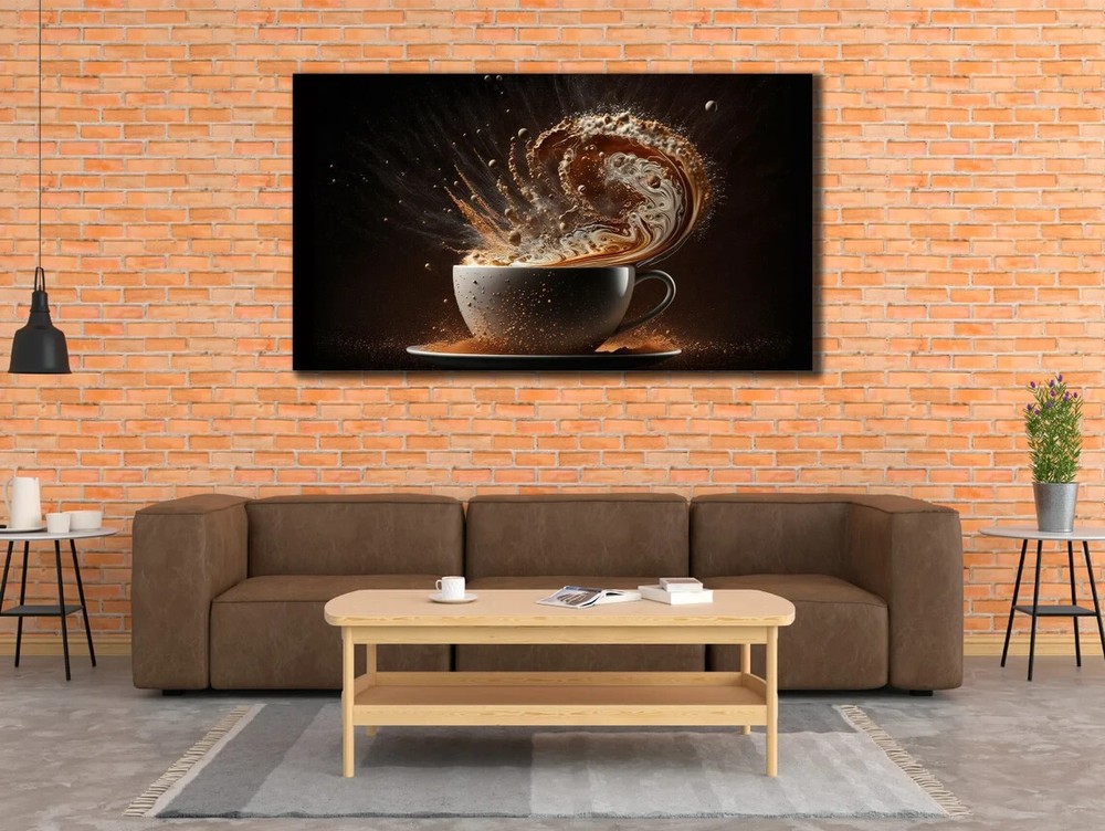 Coffee With Cup Art Stunning Abstract Unframed Canvas Print Australian Wall Art