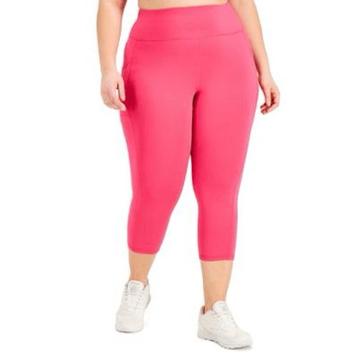 ID Ideology Plus Size Cropped Leggings - Fiery Pink Size 3X