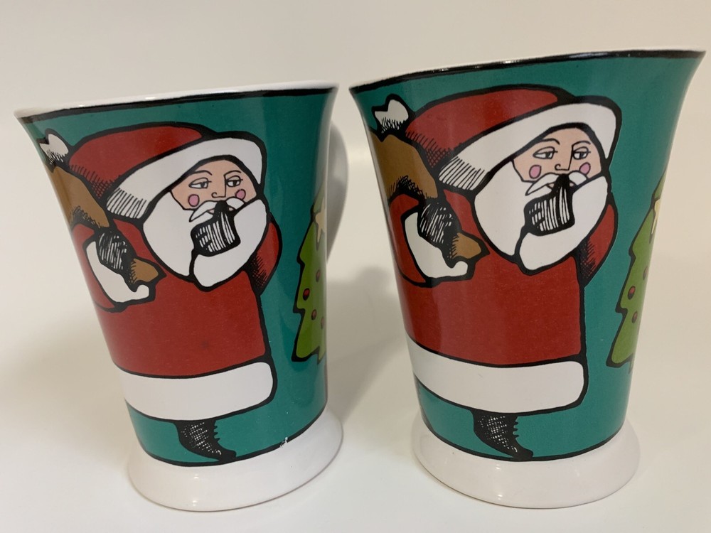 Signature Christmas Mug by Ursula Dodge Featuring Santa Tree Sleeping Child Wreath Design