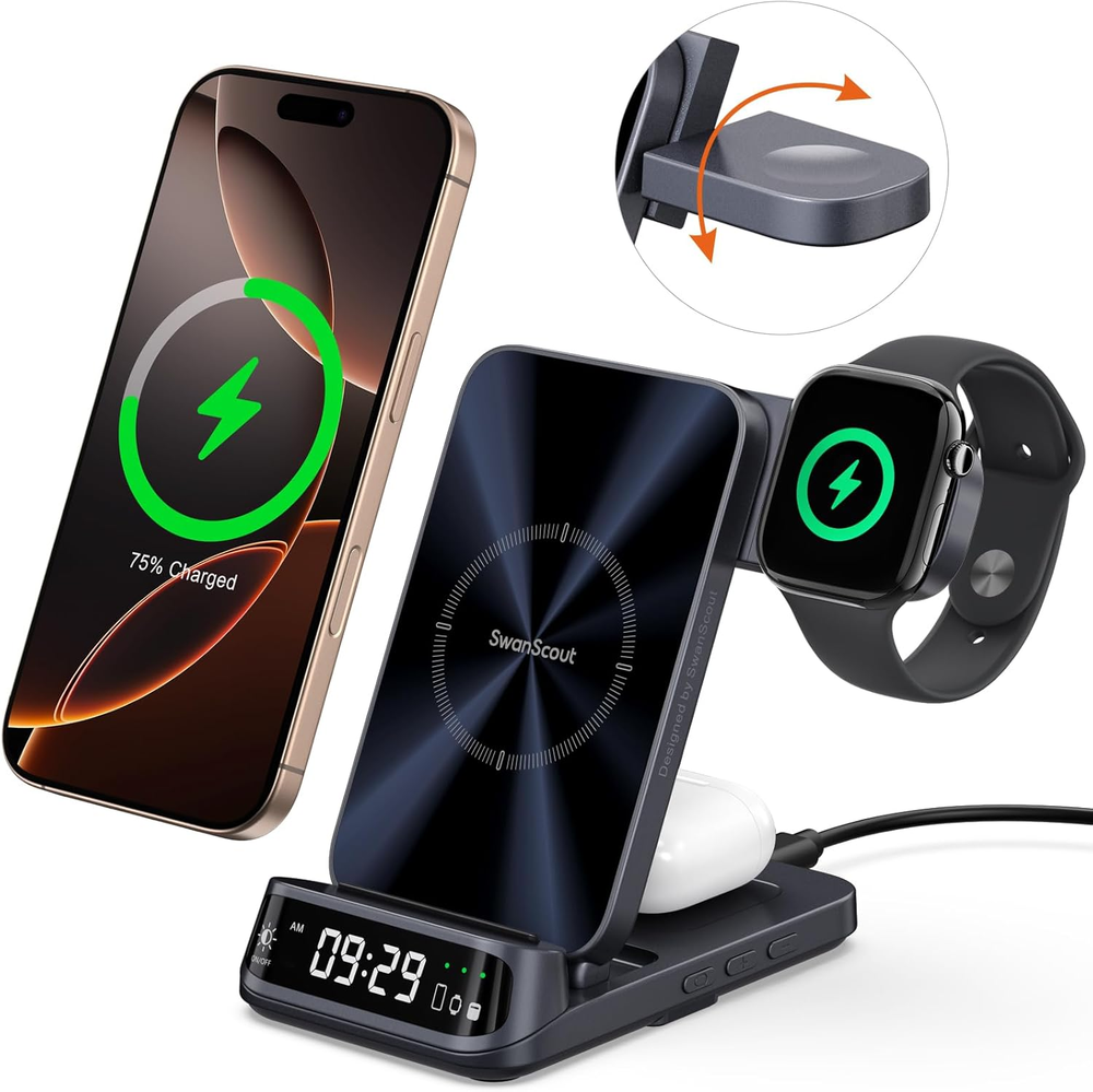 Charging Station for Apple Watch/Iphone/Airpods,  708A, Wireless Charger for Iph