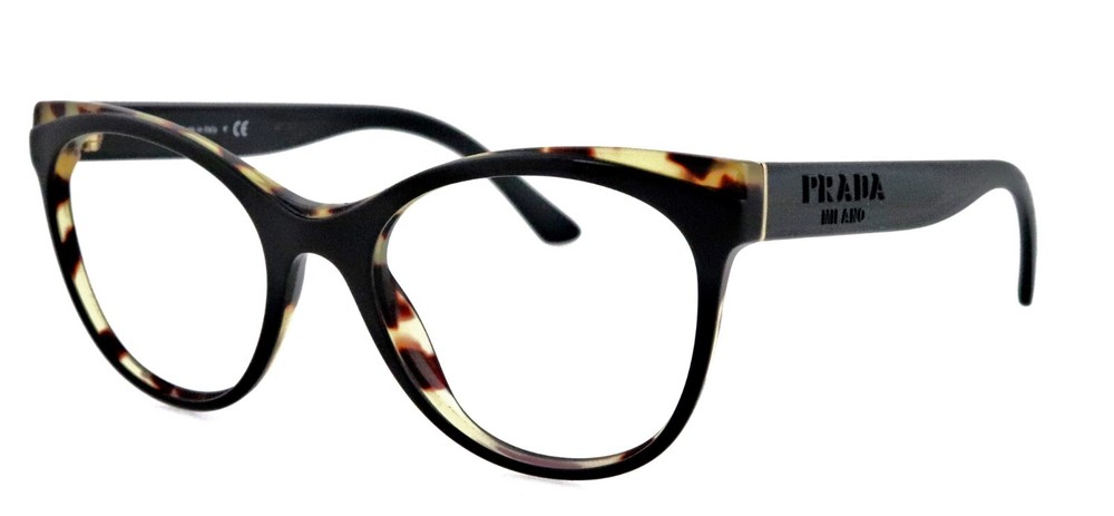 Prada VPR05W 53mm Havana black brown eyeglass frames made in Italy