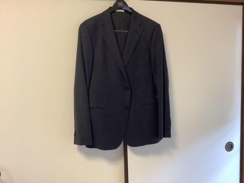 Armani Mens XL 52 Navy Gray Red Stripe Suit Preowned