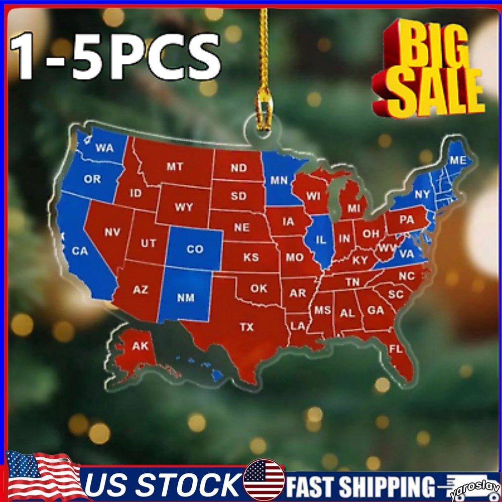 2024 Election Result Map Christmas Ornament - US Election trump won get over it