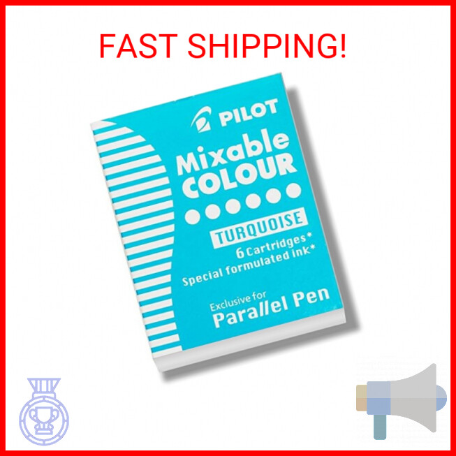 Pilot Parallel Mixable Color Ink Refills for Calligraphy Pens, Turquoise, 6-Pack