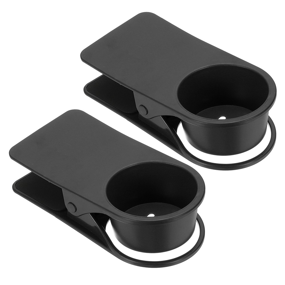 Clamp on Table Bottle Clip Couch Holder for Desk Chairs Mug, Black, 2 Pcs