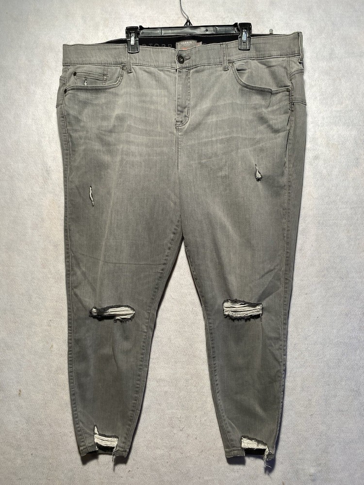 Torrid Bombshell Skinny 26T High Rise Distressed Stretch Super Soft Gray Pants