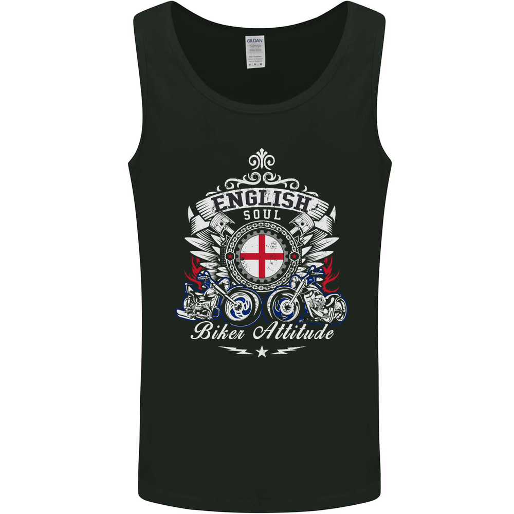 English Soul Biker Attitude Bike Motorcycle Mens Vest Tank Top