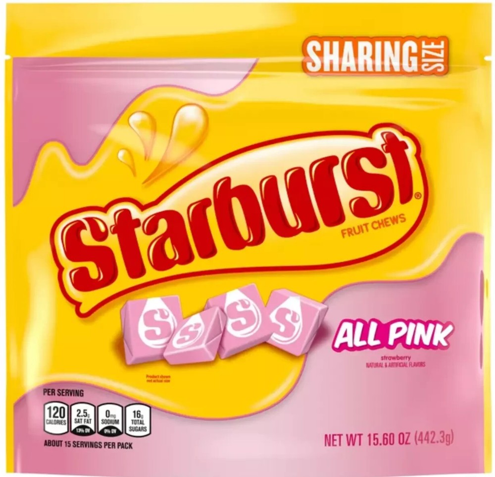 STARBURST ALL PINK FRUIT CHEWS BULK CANDY - 15.60 oz