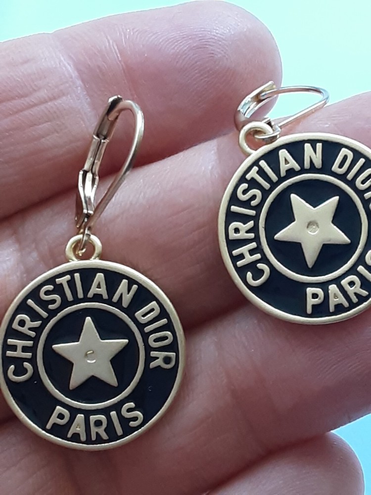 Christian Dior Black Earrings with Dust Bag
