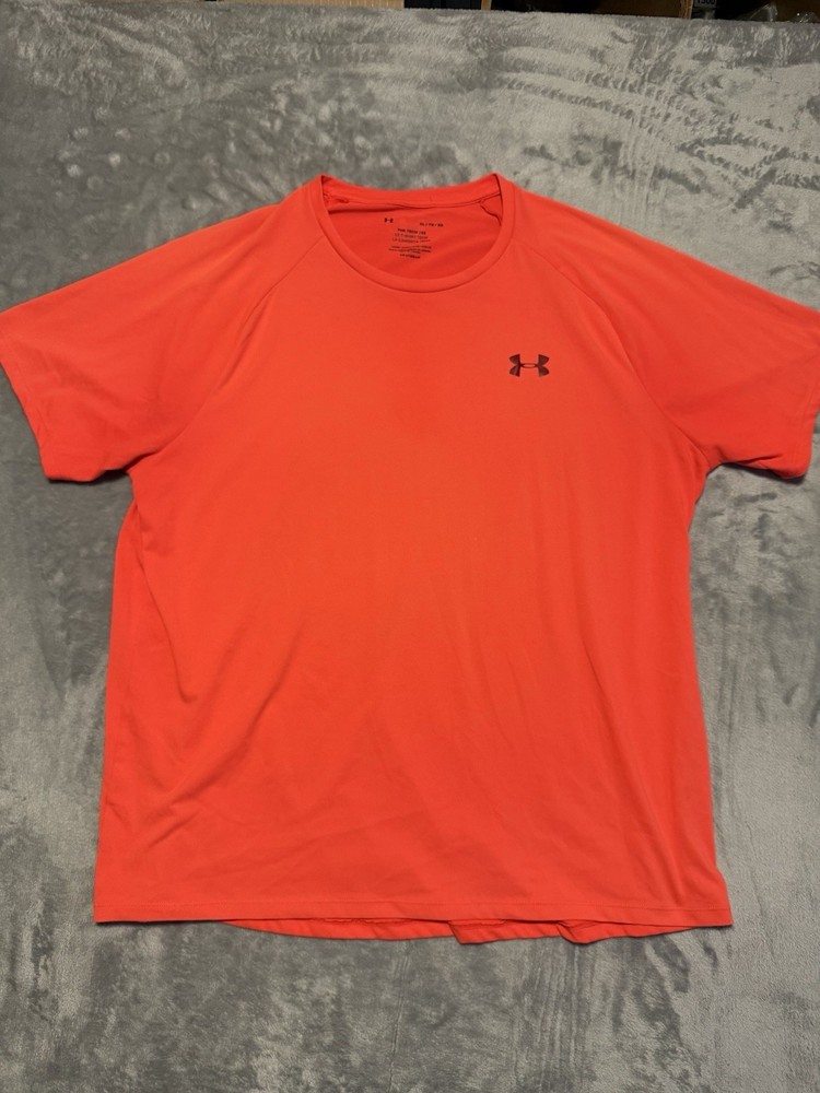 UNDER ARMOUR Men's Neon Orange Polyester Tech Tee Shirt Size XL