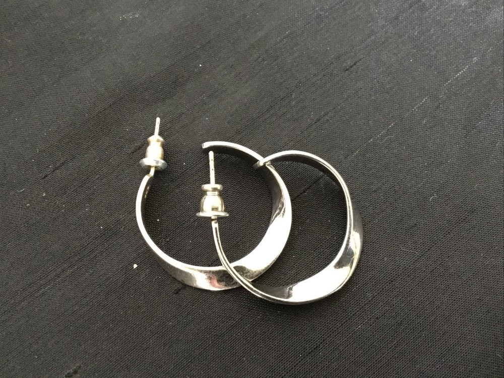 Vintage 925 Silver Twisted Hoop Earrings