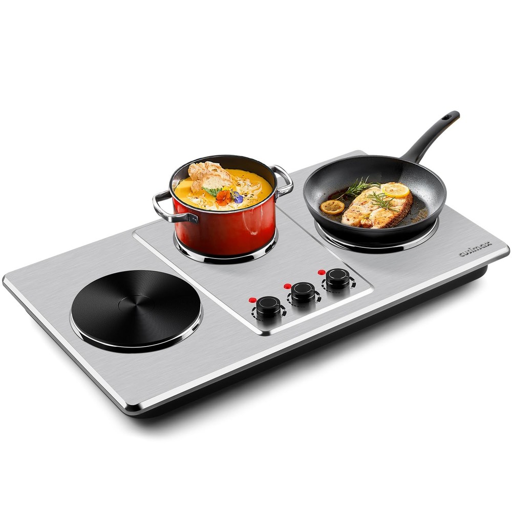 Cusimax Hot Plate,Countertop Triple Burner with 7″Cast Iron Cooktop,Electric ...