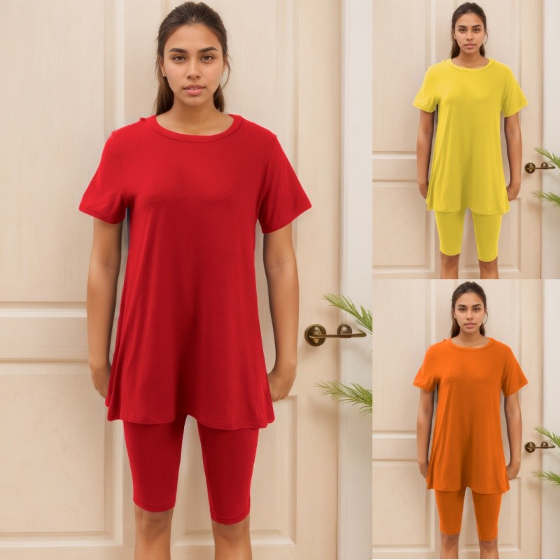 Womens Summer Casual 2Pcs Outfit Sweatsuit - Soft Breathable Tshirts Shorts Sets