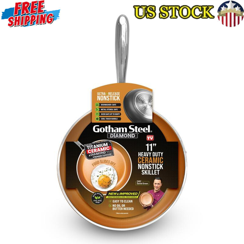 11 Inch Ceramic Nonstick Frying Pan with Ergonomic Handle Dishwasher Safe