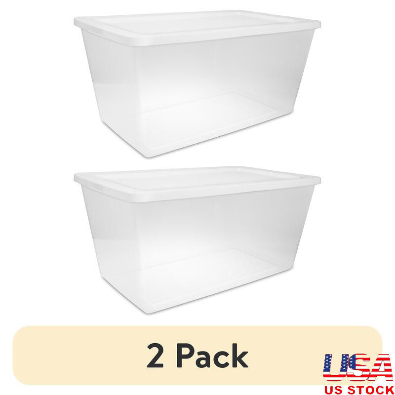 90 Quart Clear Stackable Storage Bins 2 Pack with Lids