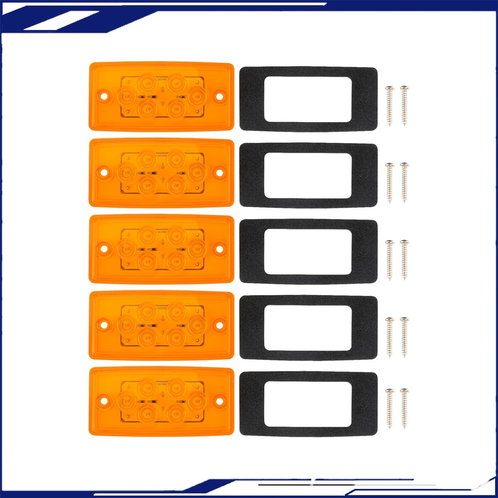 5x 6 LED Amber Trailer Truck Cab Roof Running Marker Lights 12V