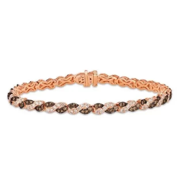 10C Round Lab-Created Chocolate Diamond Tennis Bracelet in 14K Rose Gold