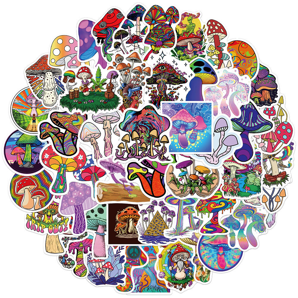 50pc Graffiti Mushroom Stickers for Skateboard Suitcase Guitar Laptop Luggage