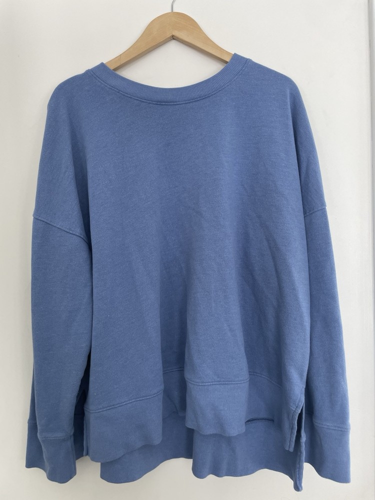 Time and Tru Womens Solid Blue Cotton Blend Crewneck Pullover Sweatshirt Size XXXL 22  