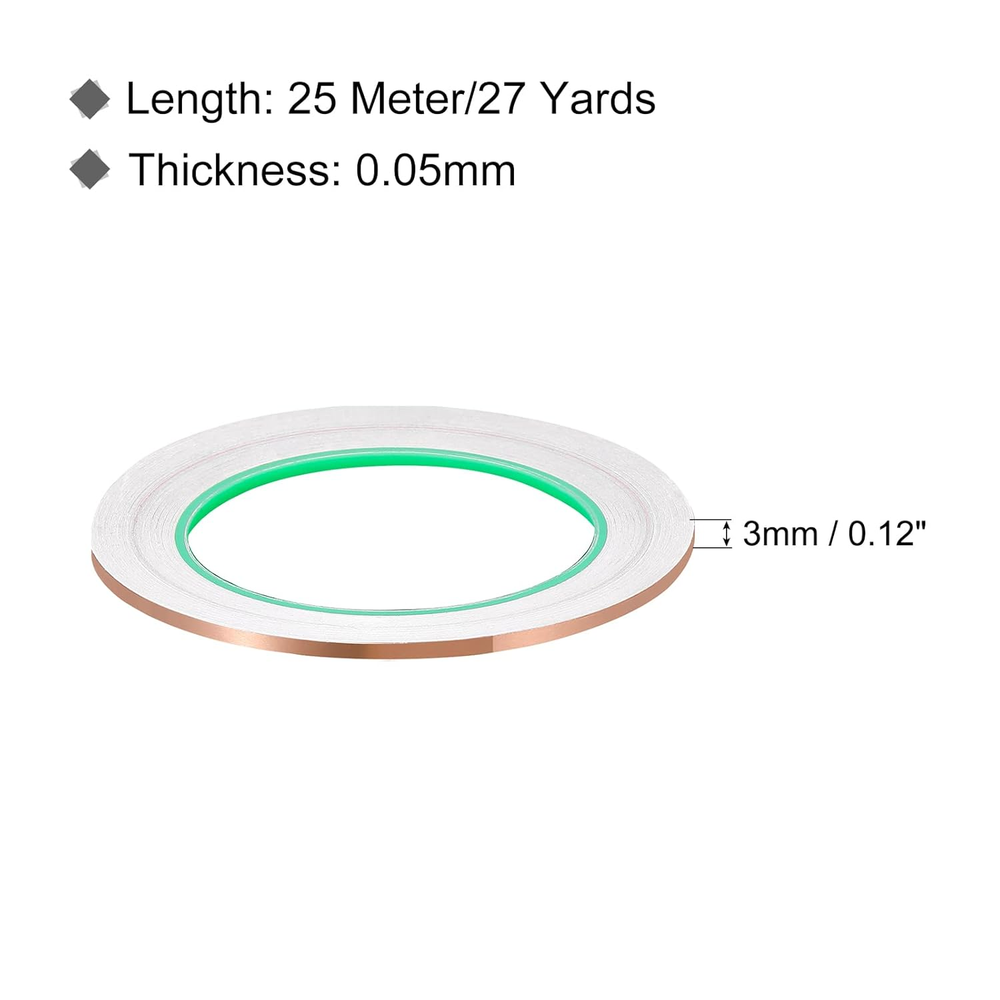 Copper Foil Tape 0.12 Inch X 82 Feet 0.05Mm Thick Double Sided Conductive Adh...