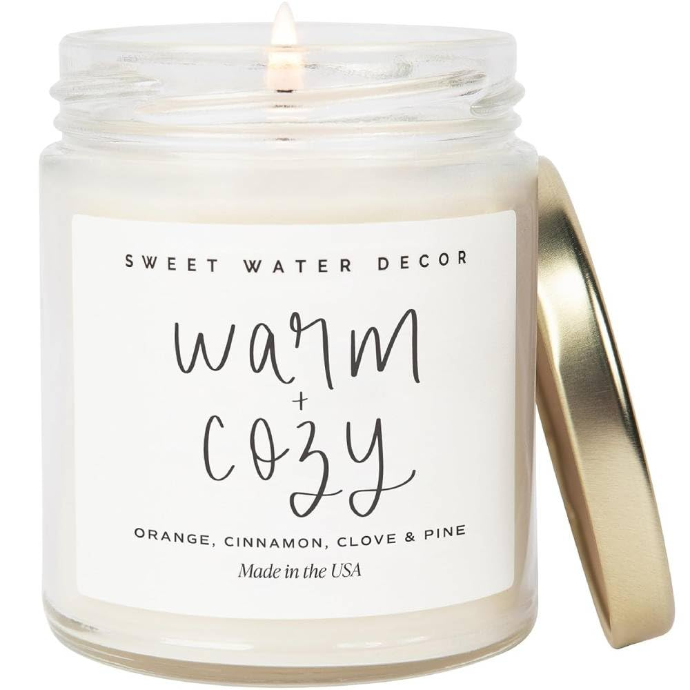 Warm and Cozy Candle - Pine Cinnamon & Fir Winter Scented Orange Candle - Scente