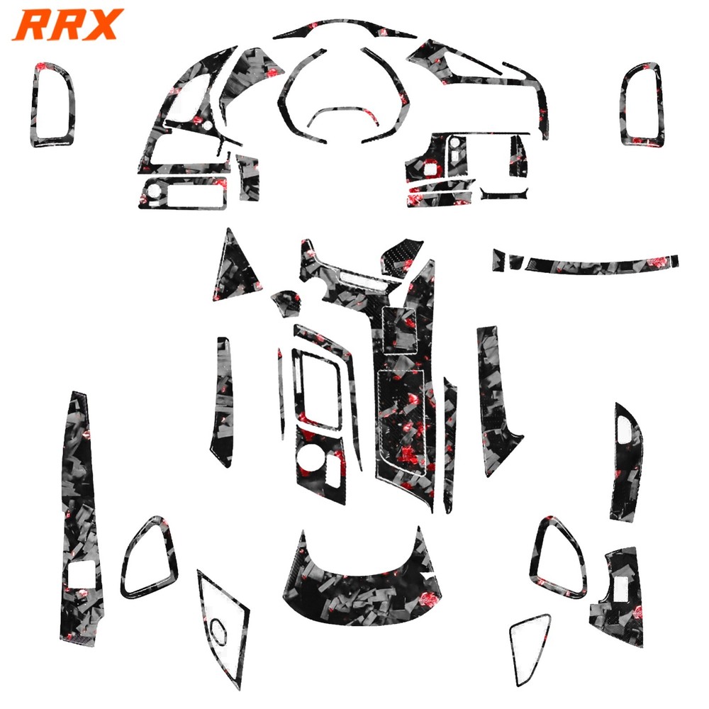 50Pcs Red Forged Carbon Fiber Kits Whole Interior Trim For Corvette C7 2014-2019