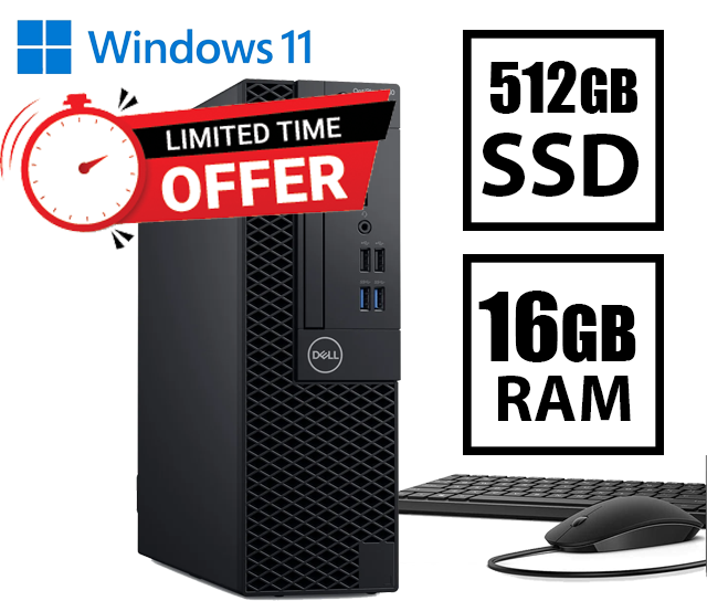Dell Desktop Computer 16GB 500GB SSD 6 Cores 4Ghz Windows 11 WiFi CLEARANCE SALE-image