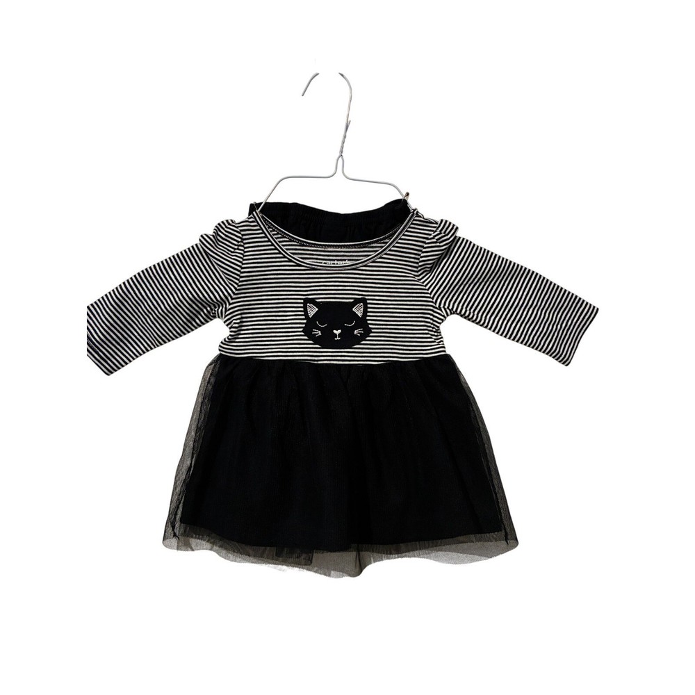 Carters Black White Stripe Cat Tulle Dress 2 Piece Set 3m