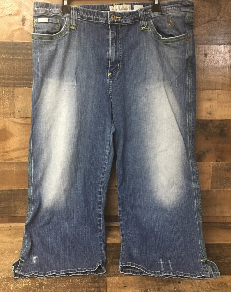 VTG Baby Phat Capri Jeans Women 22 Distressed Faded Logo Y2K Streetwear Hip Hop