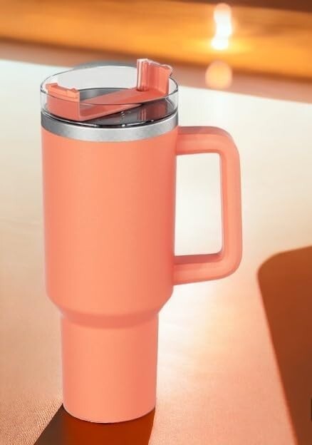 OmiOmi 40 oz tumbler with handle and lid straw, stainless steel insulated vacuum