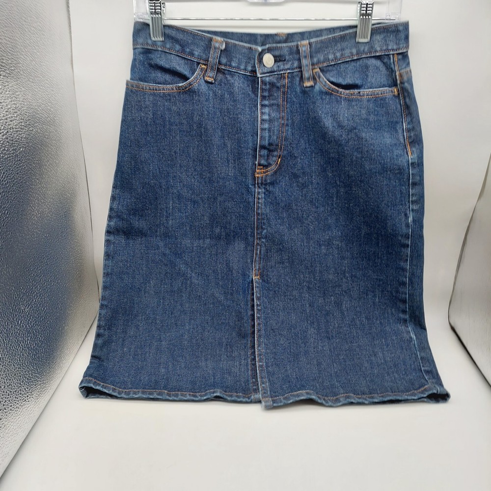 Gap Jeans Denim Front Slit Jean Skirt Cotton Blend Size 4 Y2K Length 21