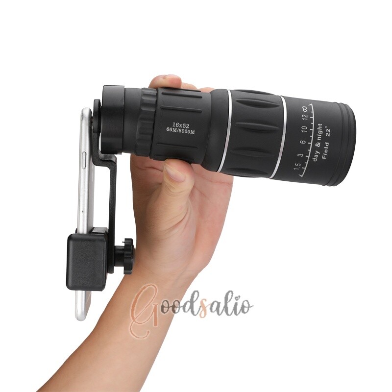 16X52 Dual Focus Monocular Rubber Super Clear Hunting Camping W/ Phone Holder US