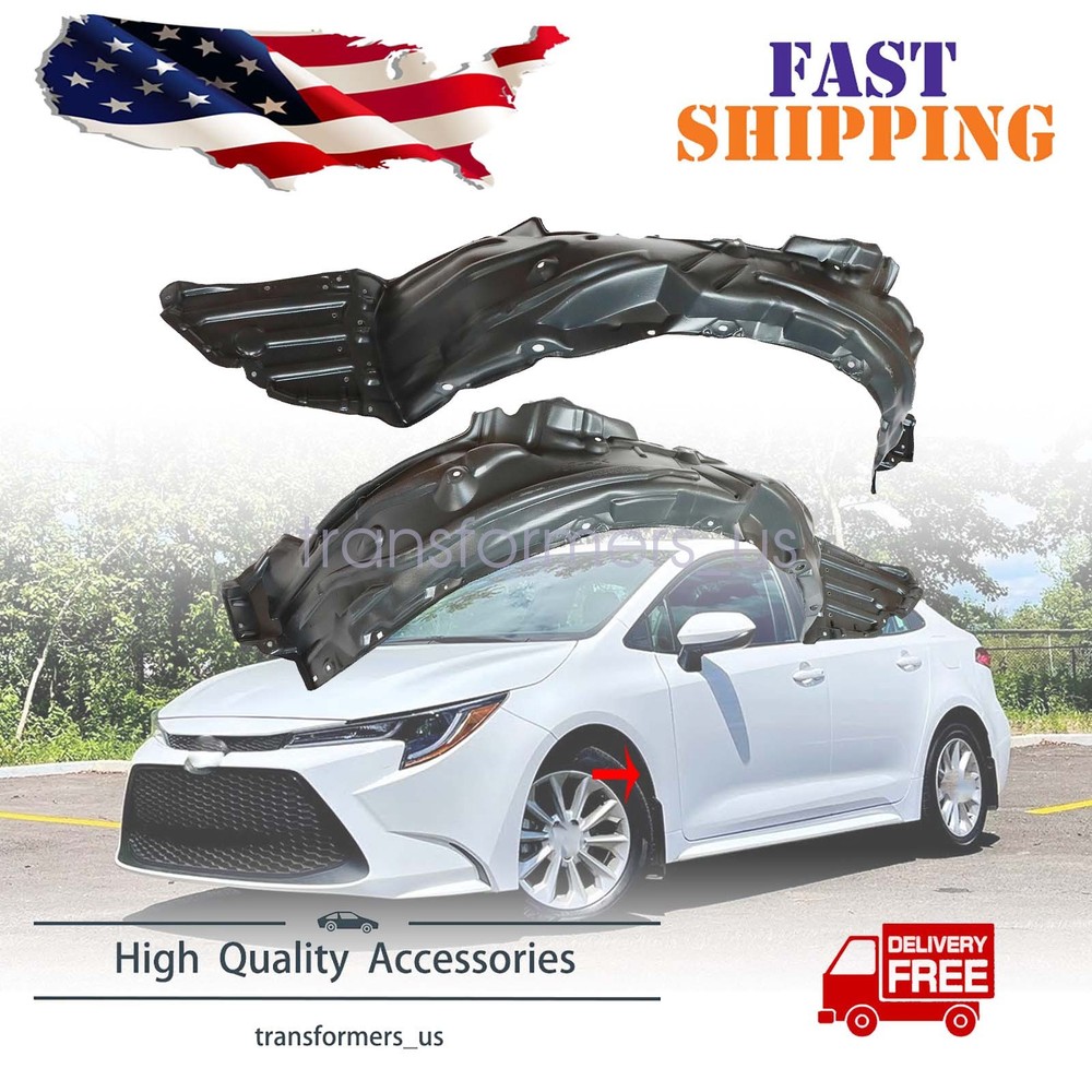 Front Bumper Inner Fender Liner Set Fit 2020 2021 2022 Toyota Corolla Left Right