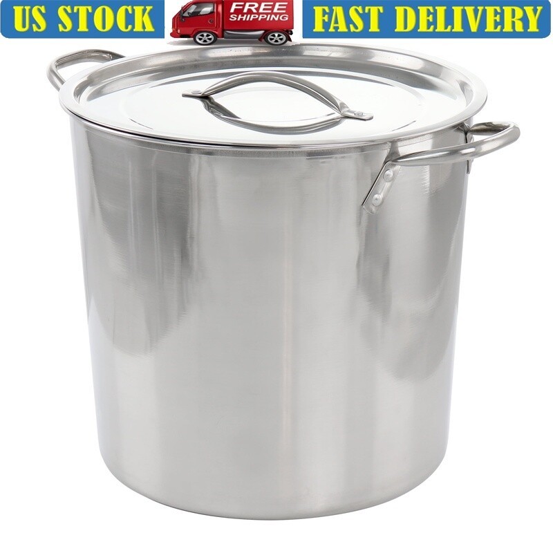 16QT Stainless Steel Stock Pot W/ Lid Nonstick Cooking Kitchen Essential New